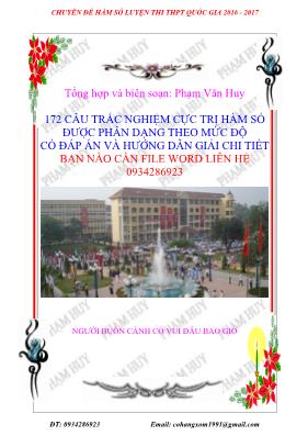 172 câu trắc nghiệm cực trị hàm số